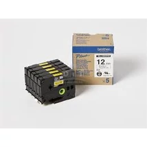 Brother HGE-631 sárga alapon fekete eredeti feliratozó szalag 5 db