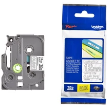 Brother TZE-135 átlátszó alapon fehér eredeti feliratozó szalag (12mm x 8m)