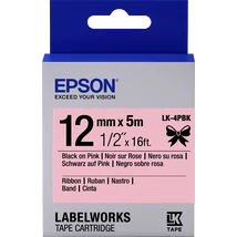 Epson LK-4PBK szatén rózsaszín alapon fekete eredeti címkeszalag