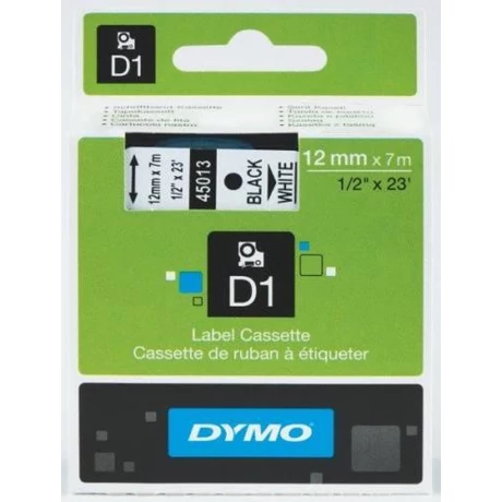 Dymo D1 45013 fehér alapon fekete eredeti feliratozó szalag (S0720530)