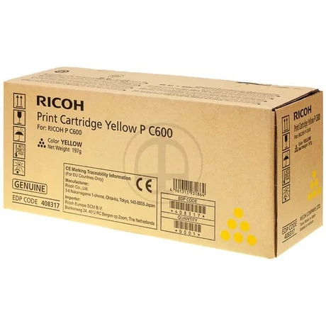 Ricoh P C600 sárga eredeti toner (408317)