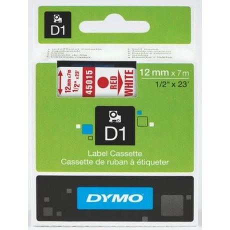 Dymo 45015 piros alapon fehér eredeti feliratozó szalag (S0720550)