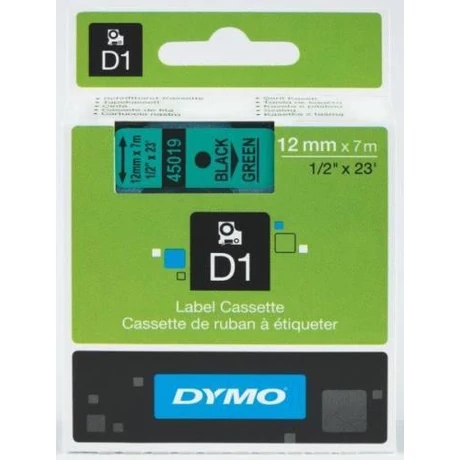 Dymo 45019 zöld alapon fekete eredeti feliratozó szalag (S0720590)