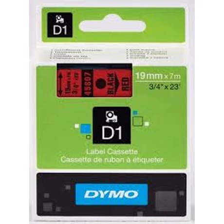 Dymo 45807 piros alapon fekete eredeti feliratozó szalag (S0720870)