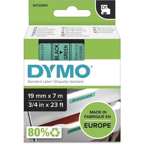 Dymo 45809 zöld alapon fekete eredeti feliratozó szalag (S0720890)