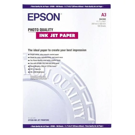 Epson S041069 fényképminőségű eredeti fotópapír (A3+, 100 lap, 102g)