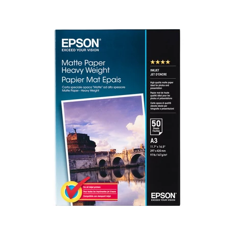 Epson S041261 matt nehéz súlyú eredeti fotópapír (A3, 50 lap, 167g)