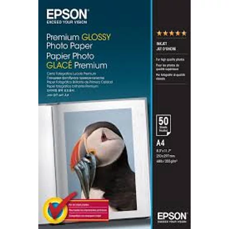 Epson S041624 prémium fényes eredeti fotópapír (A4, 50 lap, 255g)