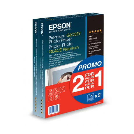 Epson S042167 prémium fényes eredeti fotópapír (10x15, 2x40 lap, 255g)