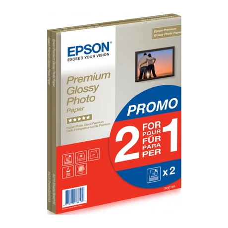 Epson S042169 prémium fényes eredeti fotópapír (A4, 2x15 lap, 255g)