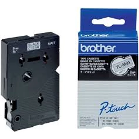 Brother TC-M91 átlátszó alapon fekete eredeti feliratozó szalag