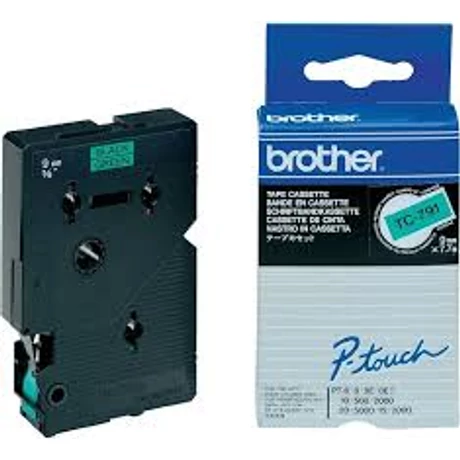 Brother TC-791 zöld alapon fekete eredeti feliratozó szalag