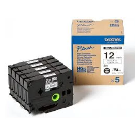 Brother HGE-131 átlátszó alapon fekete eredeti feliratozó szalag 5 db