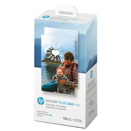 HP Sprocket Studio PLUS eredeti tintapatron + fotópapír (4x6", 108 lap, HPIS4X6C108)