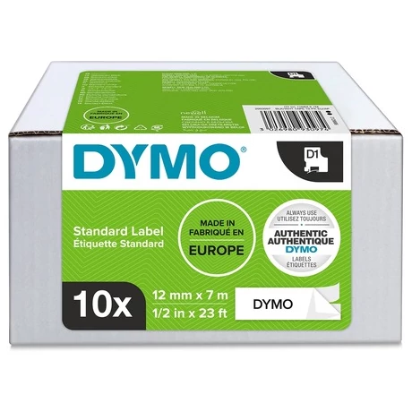 Dymo D1 fehér alapon fekete eredeti címkeszalag csomag (10 db, 2093097)