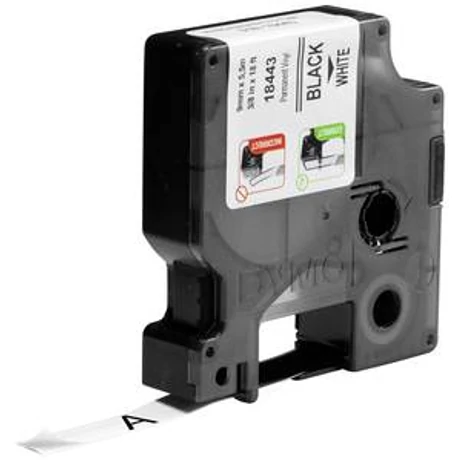 Dymo D1 18443 fehér alapon fekete eredeti vinyl feliratozó szalag