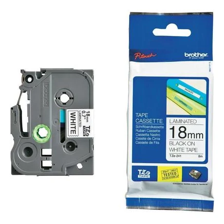 Brother TZE-241 fehér alapon fekete eredeti feliratozó szalag (18mm x 8m)