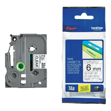 Brother TZE-111 fekete eredeti feliratozó szalag (6mm x 8m)