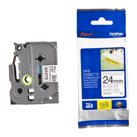 Brother TZE-S251 fehér alapon fekete eredeti feliratozó szalag (24mm x 8m)