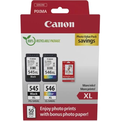 Canon PG-545XL/CL-546XL eredeti tintapatron multipack + fotópapír