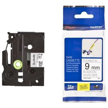 Brother TZE-FX221 fehér alapon fekete eredeti feliratozó szalag (9mm x 8m)