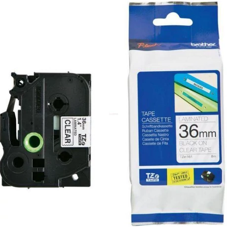 Brother TZE-161 átlátszó alapon fekete eredeti feliratozó szalag (36mm x 8m)