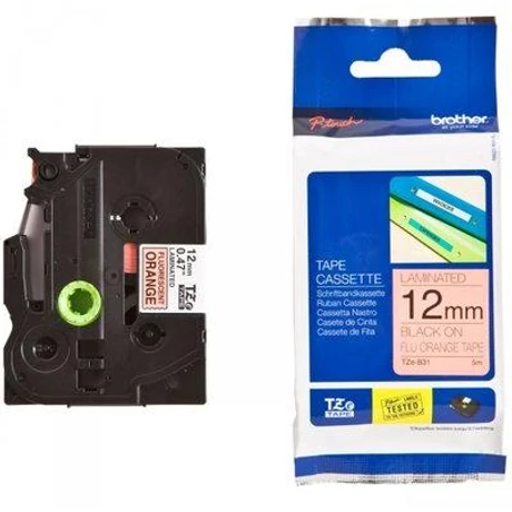 Brother TZE-B31 narancssárga alapon fekete eredeti feliratozó szalag (12mm x 8m)