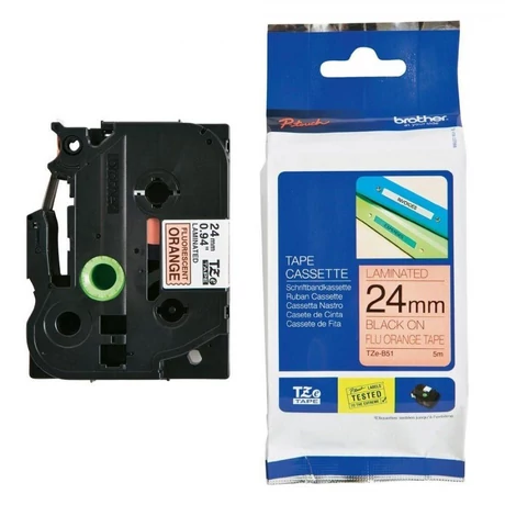 Brother TZE-B51 narancssárga alapon fekete eredeti feliratozó szalag (24mm x 5m)