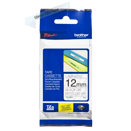 Brother TZE-133 átlátszó alapon kék eredeti feliratozó szalag (12mm x 8m)