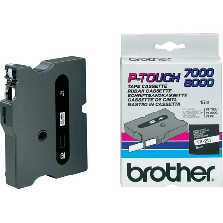 Brother TX-211 fehér alapon fekete eredeti feliratozó szalag