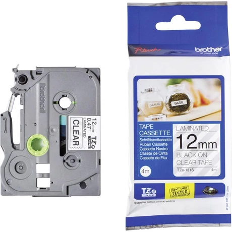 Brother TZE-131s átlátszó alapon fekete eredeti feliratozó szalag (12mm x 4m)