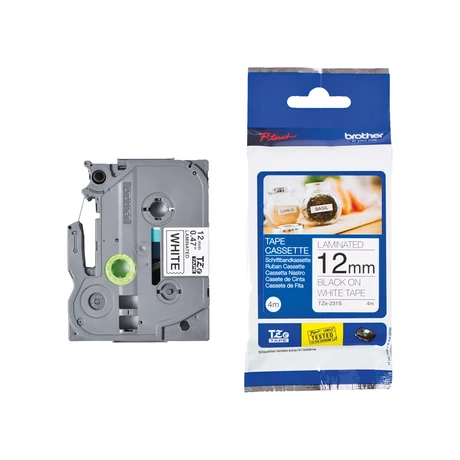 Brother TZE-231s fehér alapon fekete eredeti feliratozó szalag (12mm x 4m)