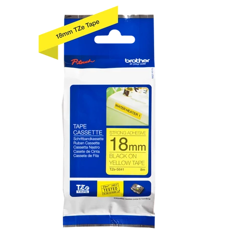 Brother TZE-S641 sárga alapon fekete eredeti feliratozó szalag (18mm x 8m)