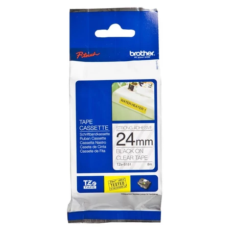 Brother TZE-S151 átlátszó alapon fekete eredeti feliratozó szalag (24mm x 8m)