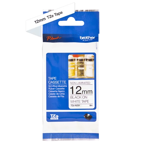 Brother TZe-N231 fehér alapon fekete eredeti feliratozó szalag (12mm x 8m)