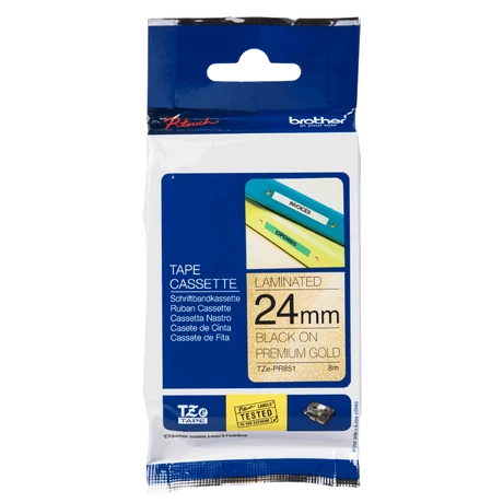 Brother TZe-PR851 arany alapon fekete eredeti feliratozó szalag (24mm x 8m)