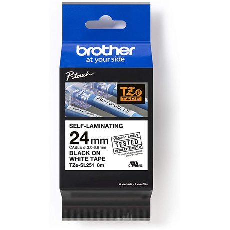 Brother TZE-SL251 fehér alapon fekete eredeti feliratozó szalag
