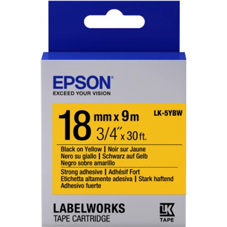 Epson K-5YBW sárga alapon fekete eredeti címkeszalag