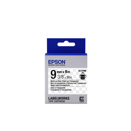 Epson LK-3TBN átlátszó alapon fekete eredeti címkeszalag