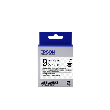 Epson LK-3TBN átlátszó alapon fekete eredeti címkeszalag