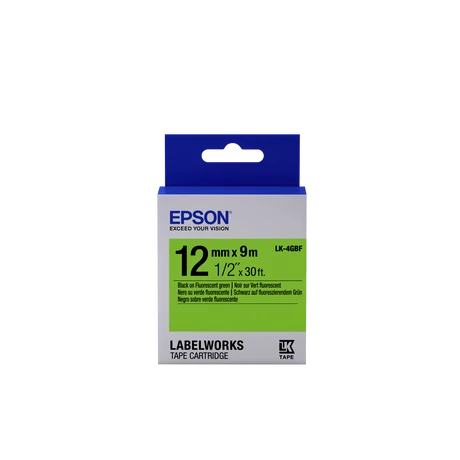 Epson LK-4GBF fluoreszkáló zöld alapon fekete eredeti címkeszalag