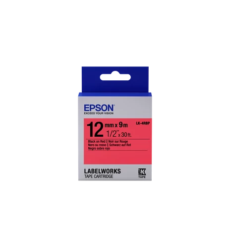 Epson LK-4RBP pasztel piros alapon fekete eredeti címkeszalag