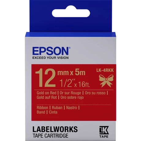 Epson LK-4RKK szatén piros alapon arany eredeti címkeszalag