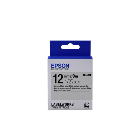 Epson LK-4SBE matt ezüst alapon fekete eredeti címkeszalag