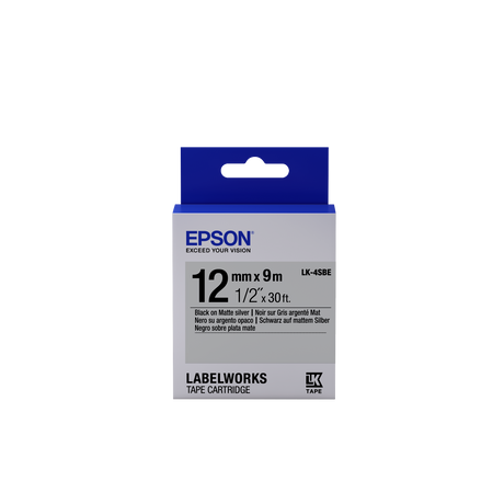 Epson LK-4SBE matt ezüst alapon fekete eredeti címkeszalag