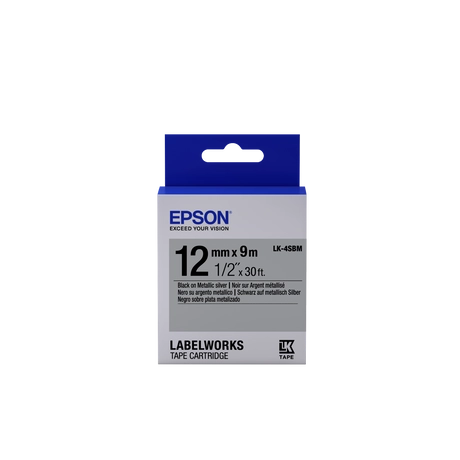 Epson LK-4SBM metál ezüst alapon fekete eredeti címkeszalag