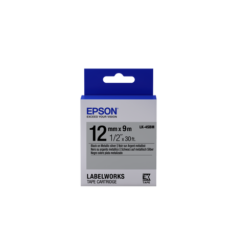 Epson LK-4SBM metál ezüst alapon fekete eredeti címkeszalag