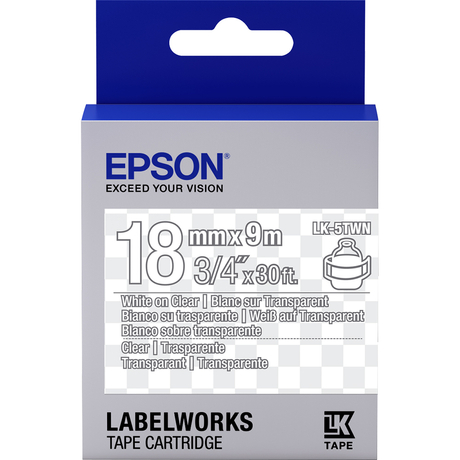 Epson LK-5TWN átlátszó alapon fehér eredeti címkeszalag
