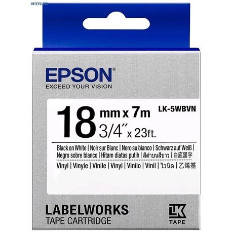 Epson LK-5WBVN fehér alapon fekete eredeti vinyl címkeszalag