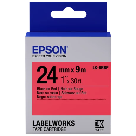 Epson LK-6RBP pasztel piros alapon fekete eredeti címkeszalag